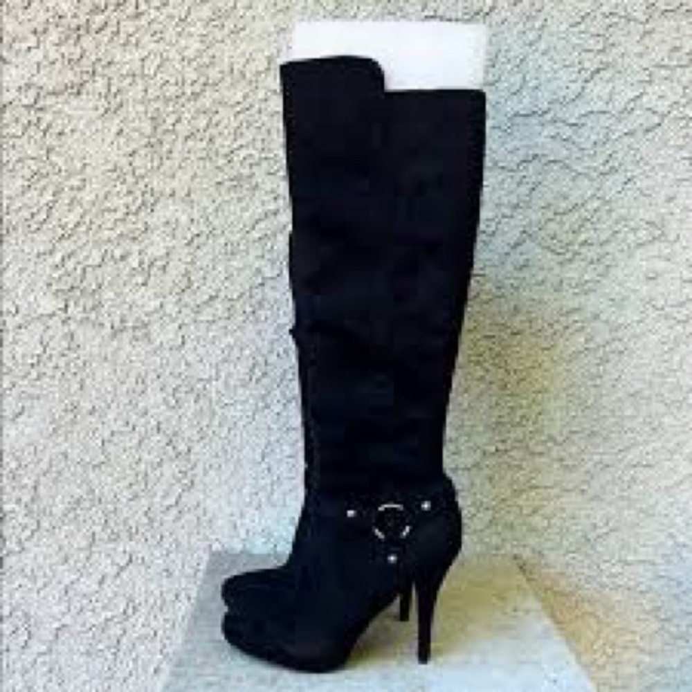 Guess Black Suede Boots with Zipper